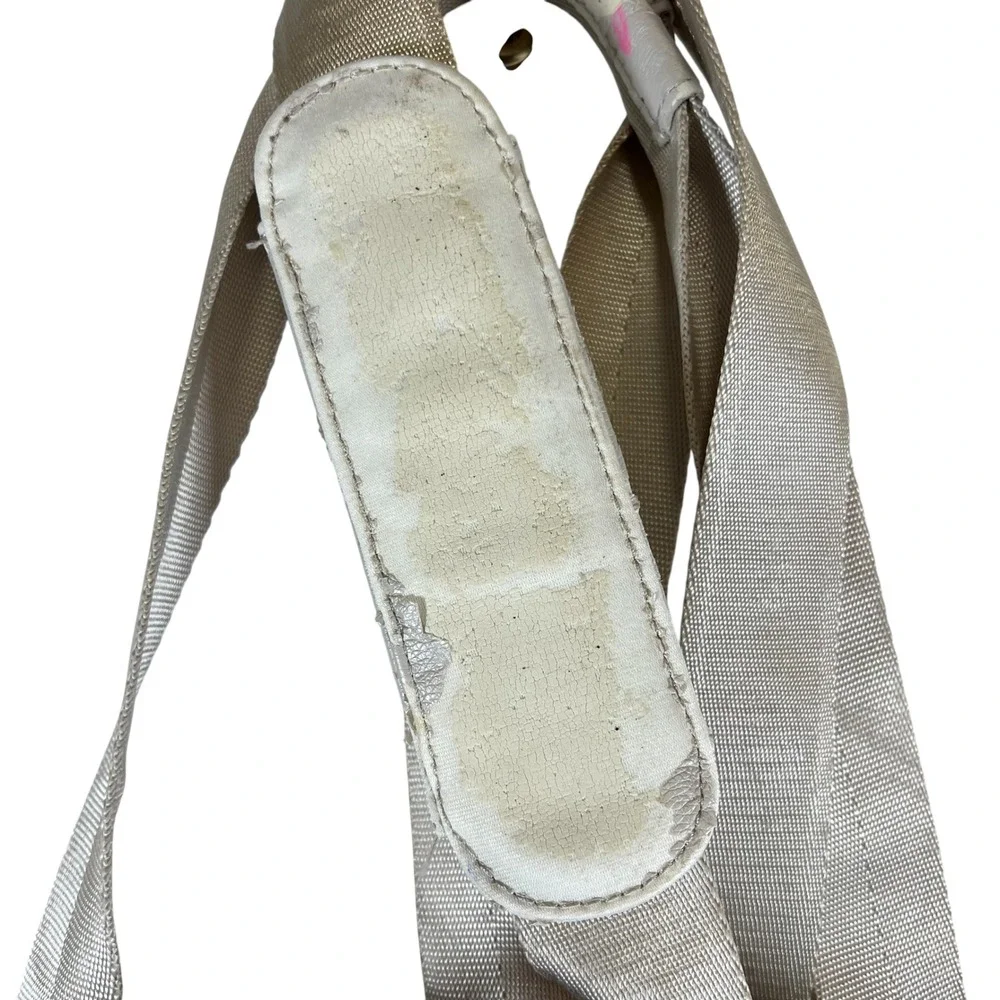 Lululemon Floral Drawstring Gym Tote Bag Taupe Champagne Rose Gold Logo *FLAWED*